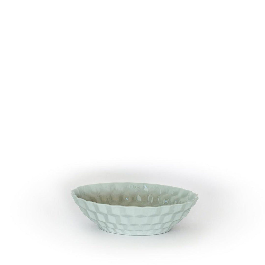 Rafine Living Handcrafted Home Goods Pixel Ceramic Oval Bowl Grey Dekupe 01
